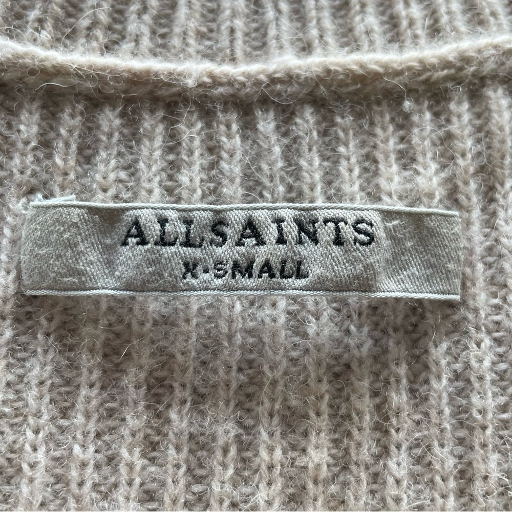 All Saints Sweater V-Neck Cold shoulder Asymmetrical Hemline 3 quarter XS - Picture 11 of 14